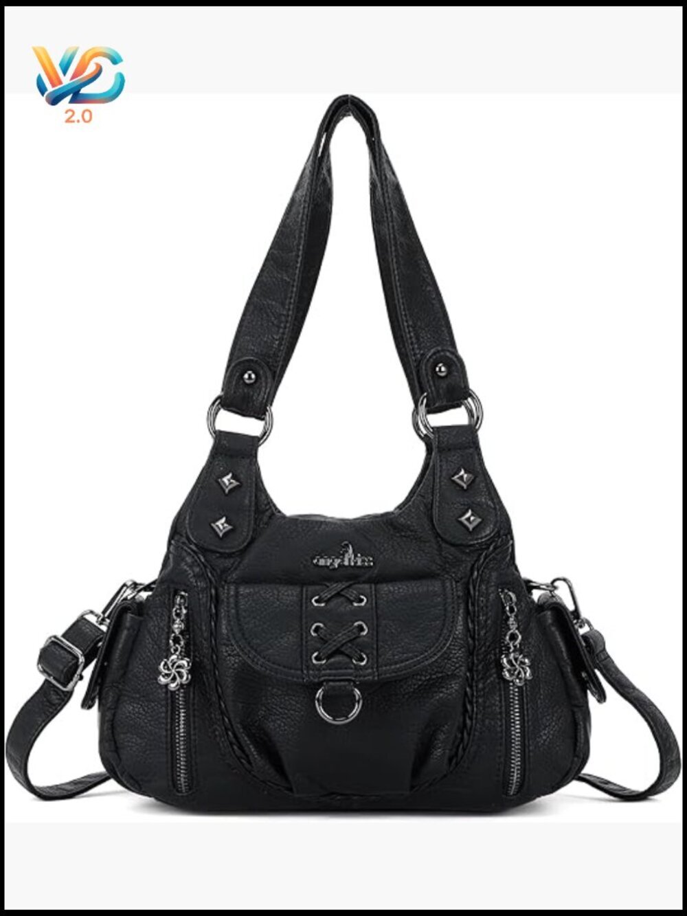 Vegan Leather Hobo Shoulder Bag Crossbody Tote Multi-Pocket Handbag Y2K